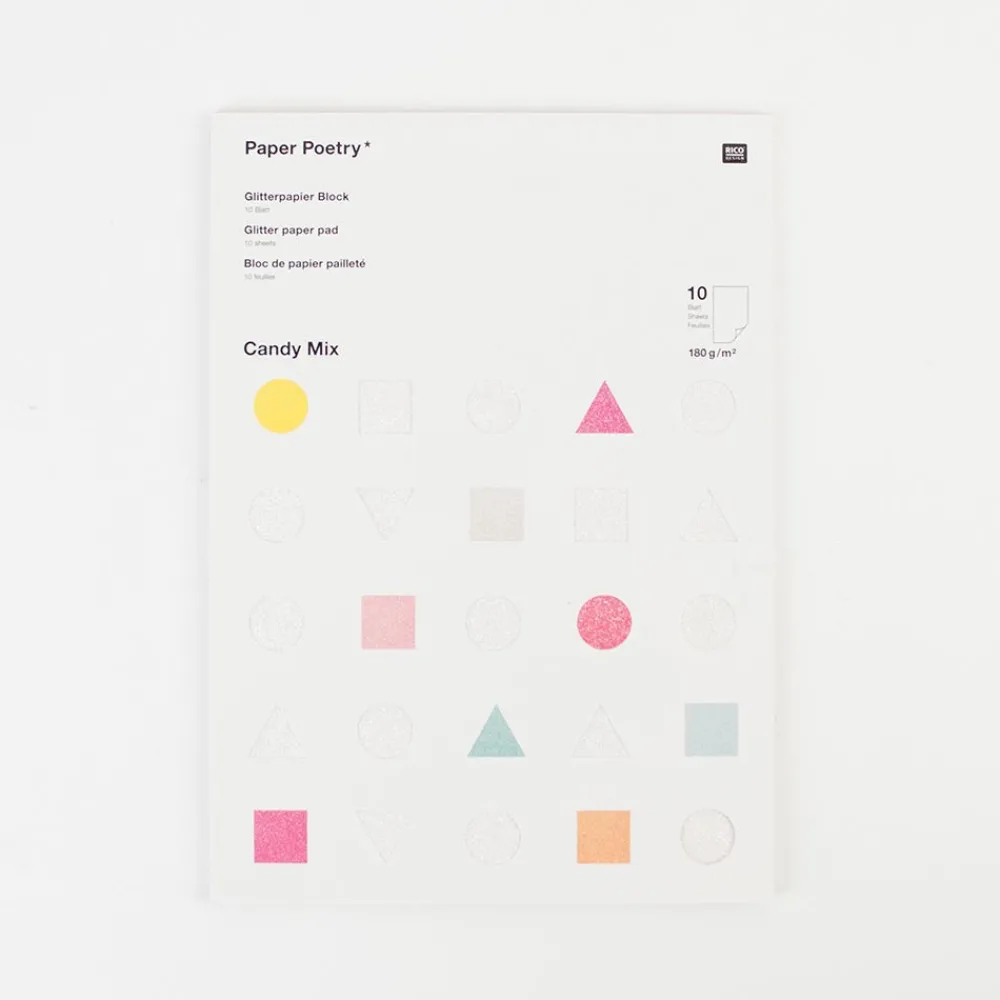 Discount Rico Design 10 Sheets Of Pastel Glitter Paper