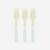 Cheap Party Pro 8 Small Light Blue Wooden Forks