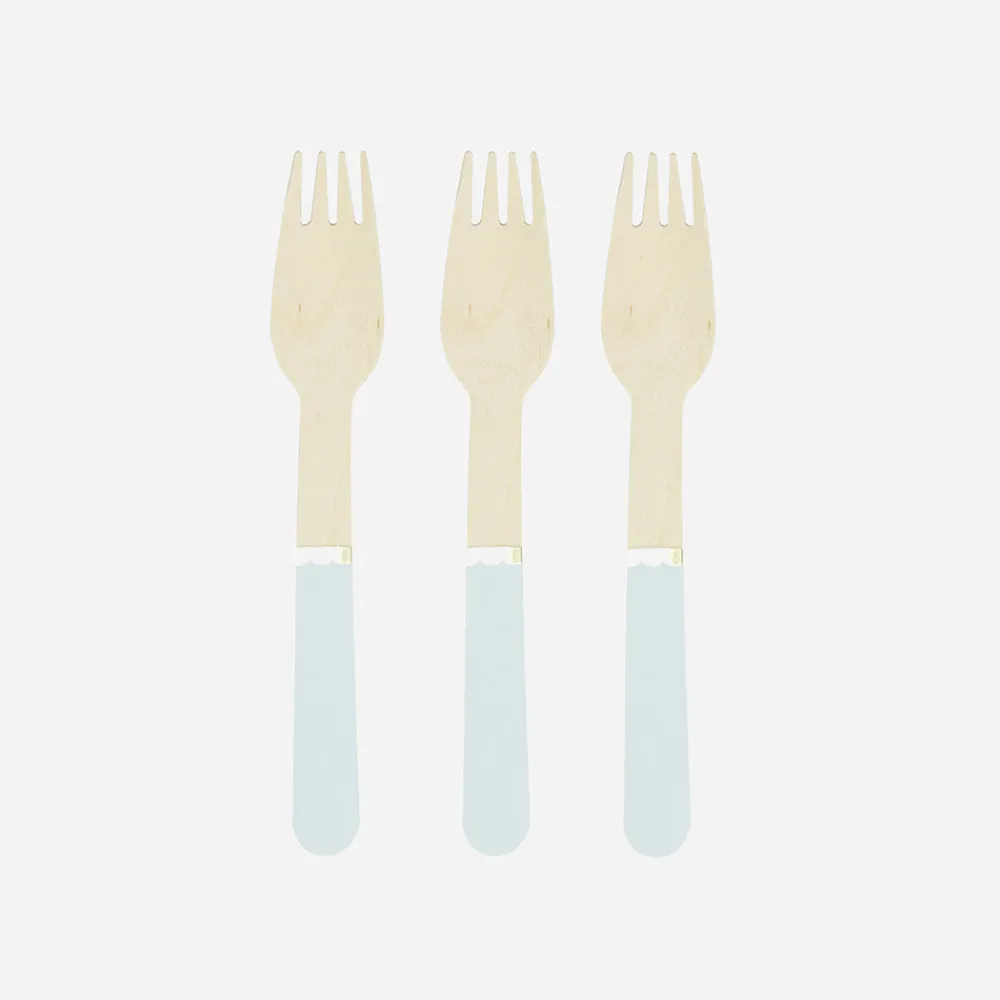 Cheap Party Pro 8 Small Light Blue Wooden Forks