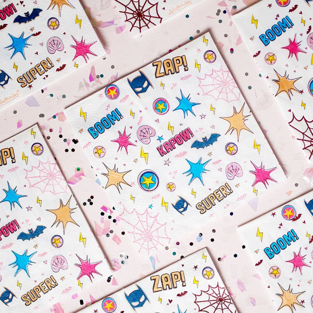 Best Sale Great Pretenders 20 Small Pink Superhero Napkins