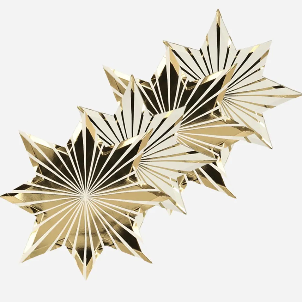 Discount Meri Meri 8 Star Plates With Golden Stripes