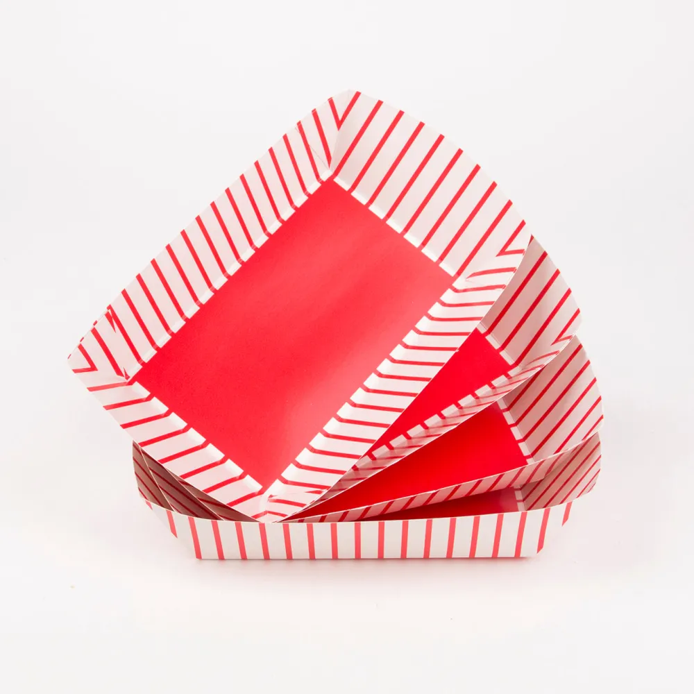 Hot Unique Party 4 Striped Red Trays