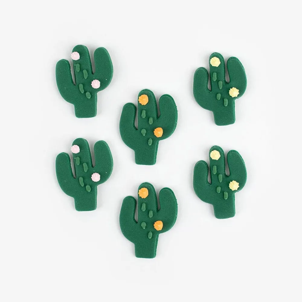 Discount Creative Party 6 Sugar Toppers - Cactus