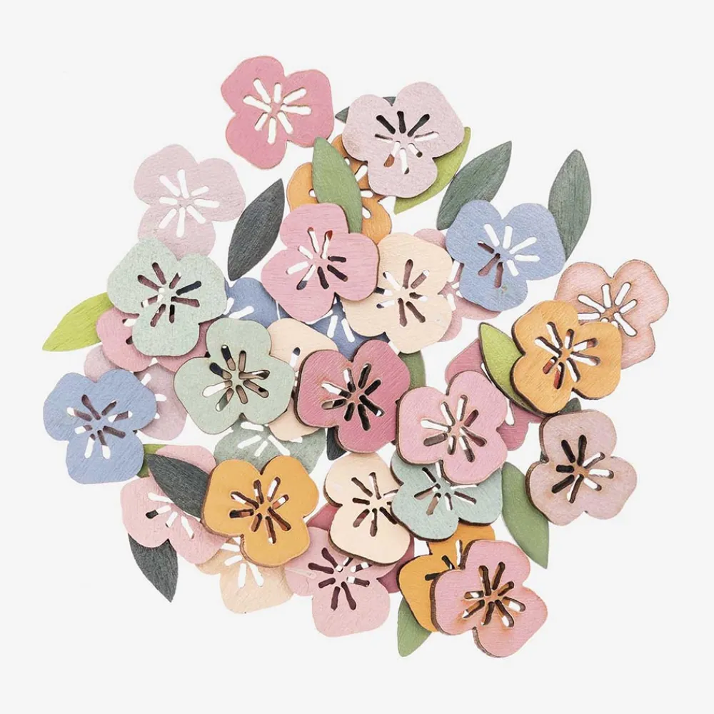 Clearance Rico Design 48 Wooden Pastel Floral Confetti