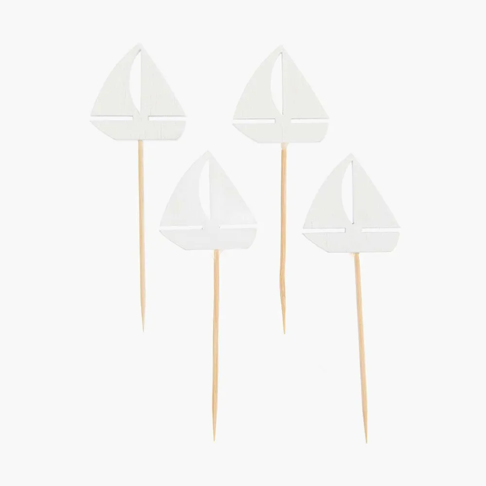 Flash Sale Rico Design 4 Wooden White Boat Toppers