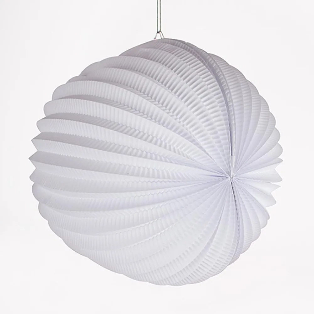 Discount Party Pro Accordion Round Paper Lantern - White