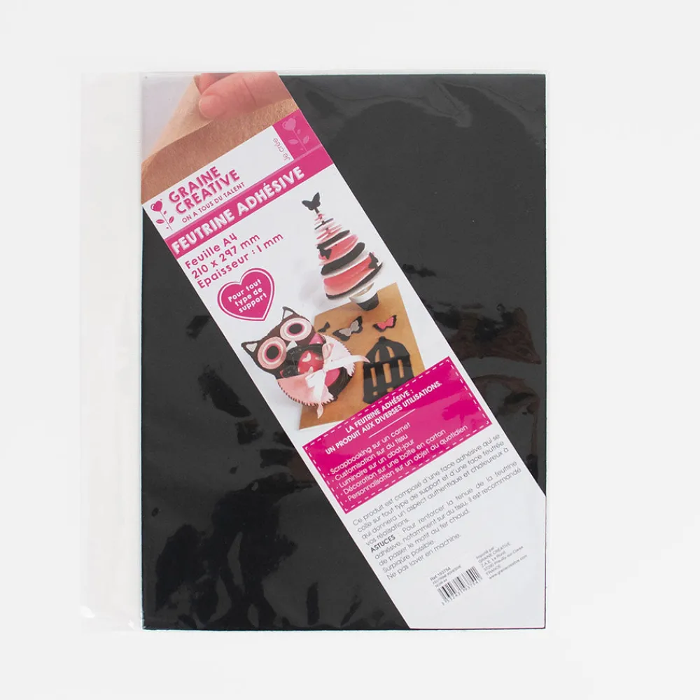 Discount Graine Créative Adhesive Black Felt Sheet