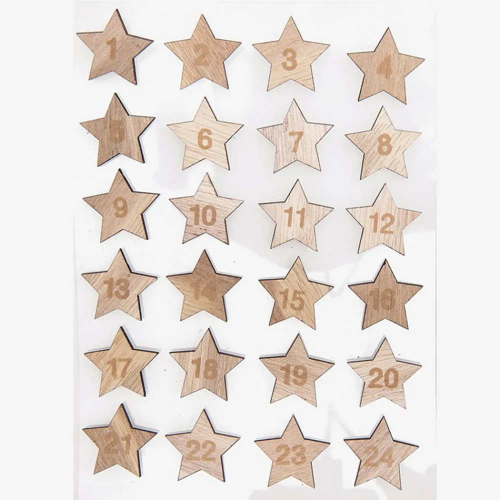 Store Rico Design Advent Calendar - 24 Wooden Star Stickers