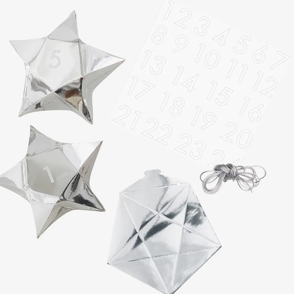 Store Ginger Ray Advent Calendar: 24 Silver Star Boxes