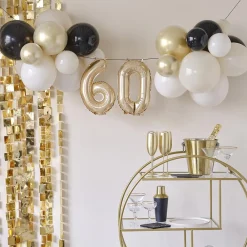 Shop Ginger Ray Arch Of Balloons Birthday 60 Years White Gold And Black