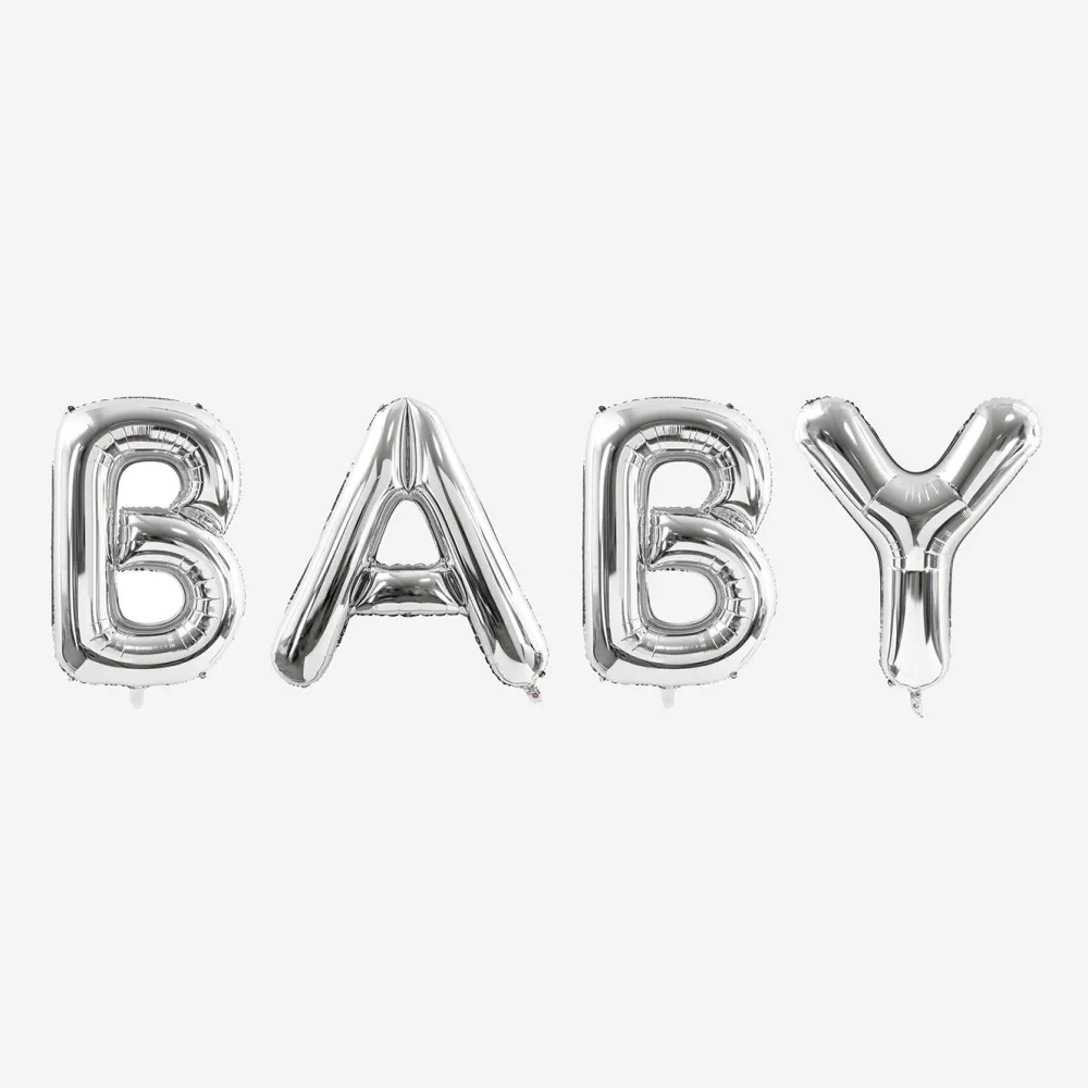 Hot Party Deco Baby Shower - Letter Balloon - Silver Baby
