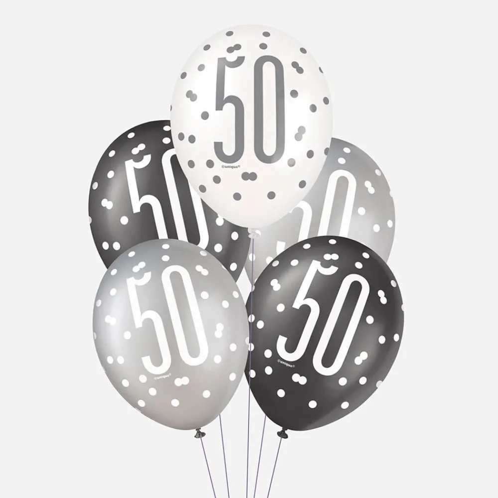 Outlet Unique Party Balloon: 6 Black 50Th Anniversary Balloons