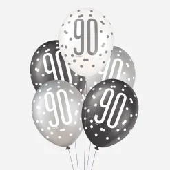 New Unique Party Balloon: 6 Black 90Th Anniversary Balloons