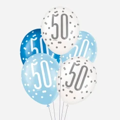 Store Unique Party Balloon: 6 Blue 50Th Anniversary Balloons