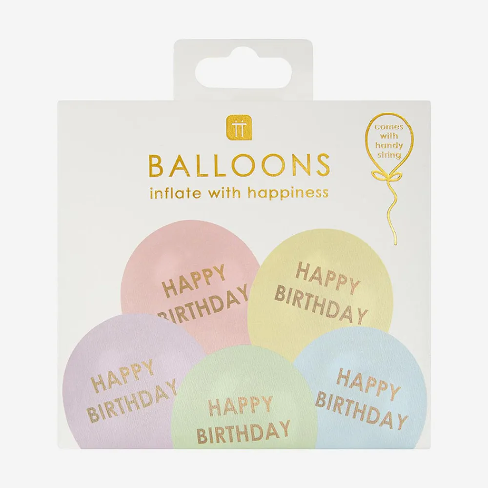 Best Sale TalkingTables Balloon: 5 Happy Birthday Pastel Balloons