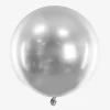 Hot Party Deco Balloon: 1 Silver Chrome Round Balloon (60Cm)