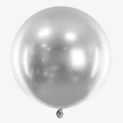 Hot Party Deco Balloon: 1 Silver Chrome Round Balloon (60Cm)