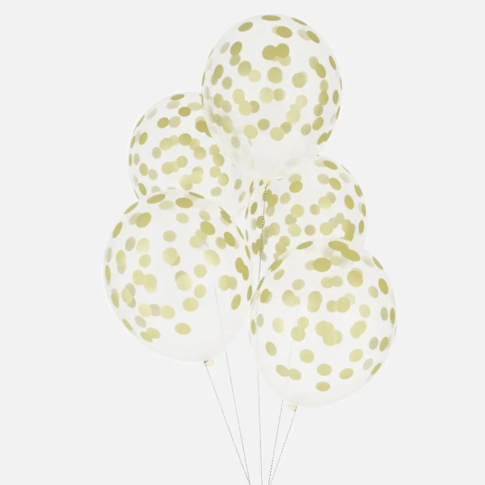 Clearance My Little Day Balloons: 5 Balloons Printed With Golden Confetti