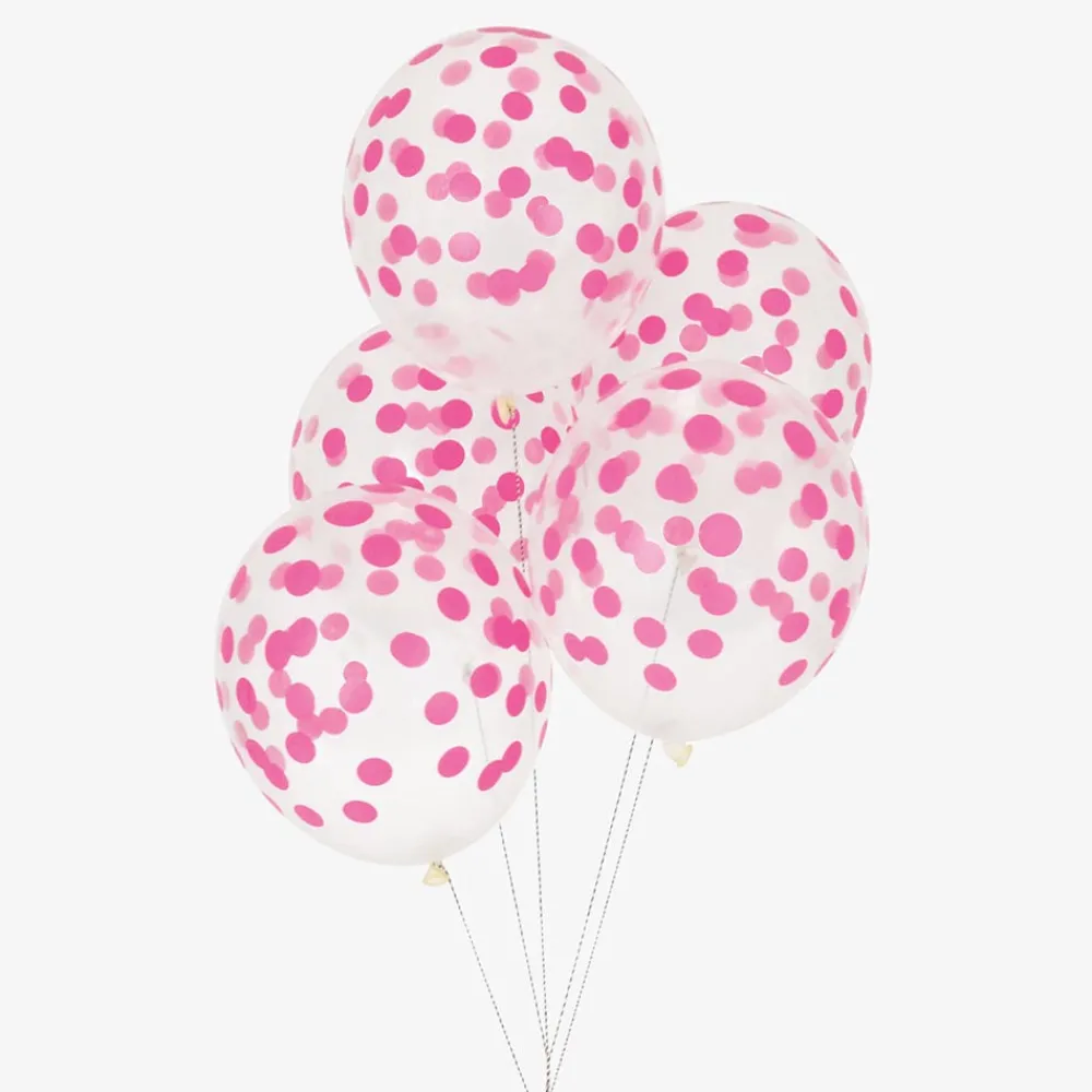 New My Little Day Balloons: 5 Fuchsia Confetti Balloons