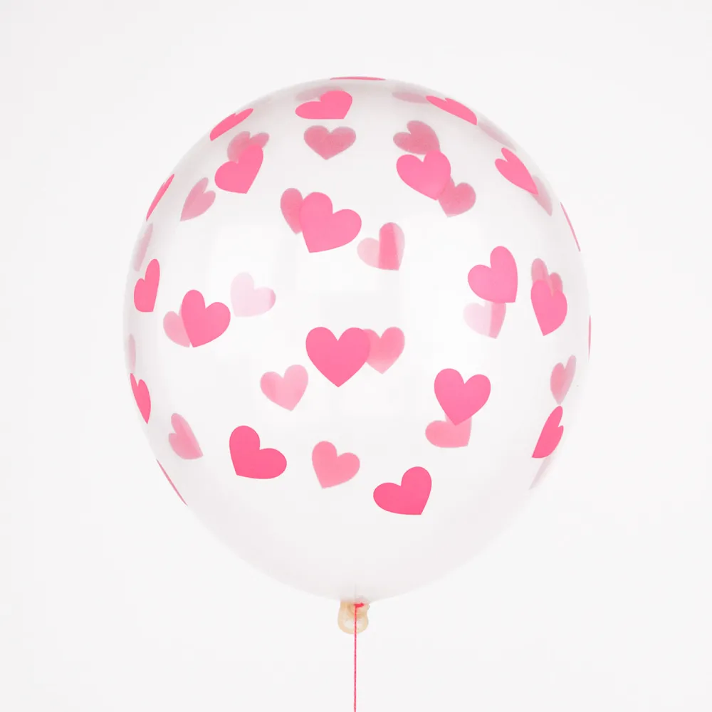 Cheap Party Deco Balloons: 6 Fuchsia Heart Balloons