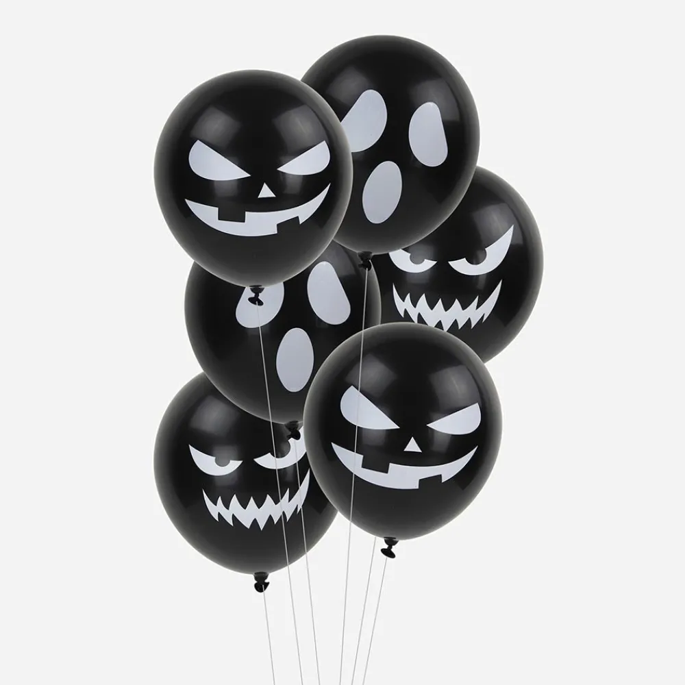Sale Party Pro Balloons: 6 Halloween Black Face Balloons