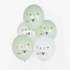 Cheap My Little Day Balloons: 5 Mint Baby Shower Balloons