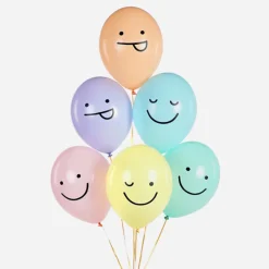 Hot Party Deco Balloons: 6 Pastel Smiley Balloons