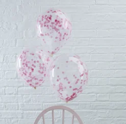 Online Ginger Ray Balloons: 5 Pink Confetti Balloons