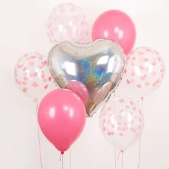 Online Party Deco Balloons: 6 Pink Heart Balloons