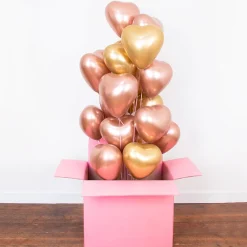 New Party Deco Balloons: 1 Rose Gold Chrome Heart Balloon