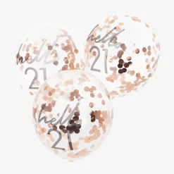 Best Sale Ginger Ray Balloons: 5 Rose Gold 21St Birthday Confetti Balloons