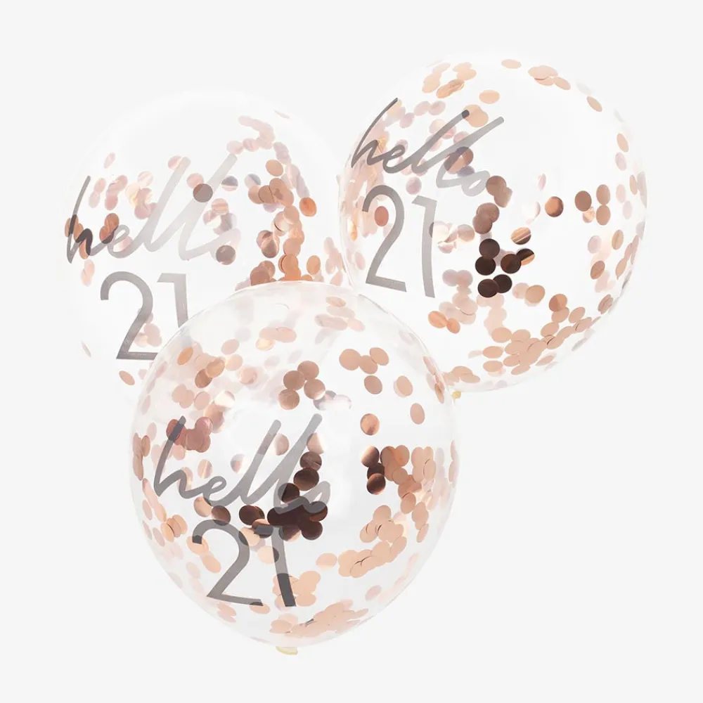 Best Sale Ginger Ray Balloons: 5 Rose Gold 21St Birthday Confetti Balloons