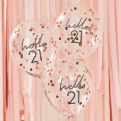 Best Sale Ginger Ray Balloons: 5 Rose Gold 21St Birthday Confetti Balloons