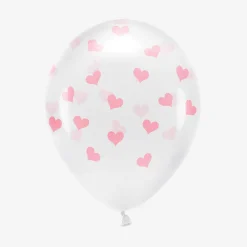 Shop Party Deco Balloons: 6 Transparent Pink Heart Balloons