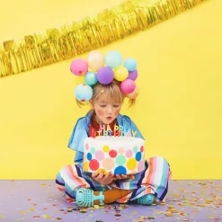 Hot Party Deco Birthday Candle Happy Birthday Multi Polka Dots