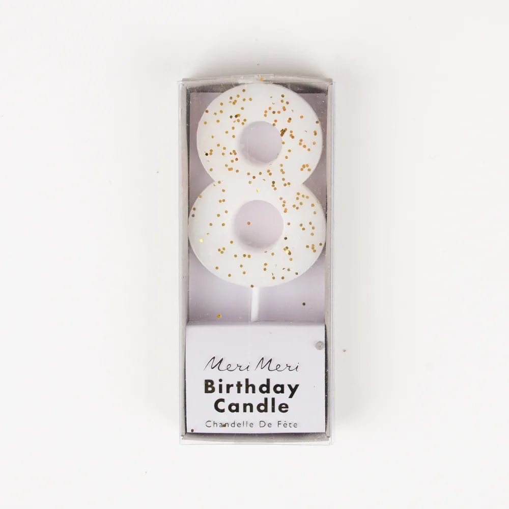 Cheap Meri Meri Birthday Candle: White Number 8 Candle