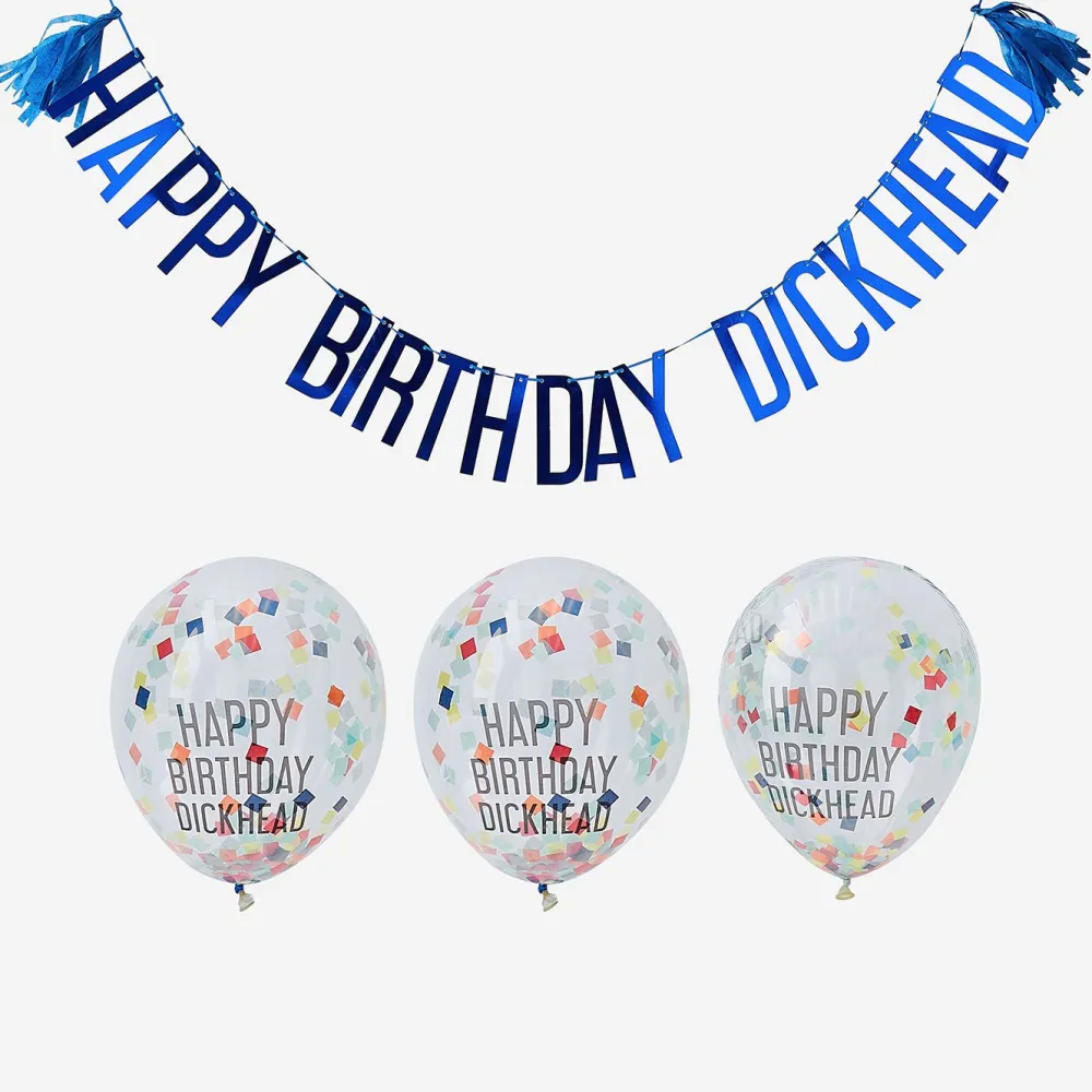 Discount Ginger Ray Birthday Sets" Happy="" Birthday="" Dickhead"="" -="" Bleu="" Et="" Multicolor"="