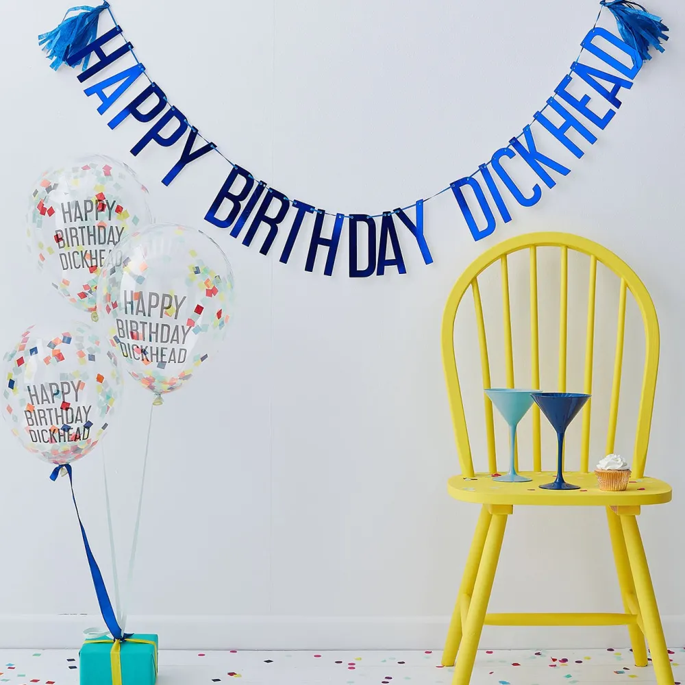 Discount Ginger Ray Birthday Sets" Happy="" Birthday="" Dickhead"="" -="" Bleu="" Et="" Multicolor"="