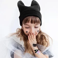 New Party Deco Black And Pink Halloween Tattoos