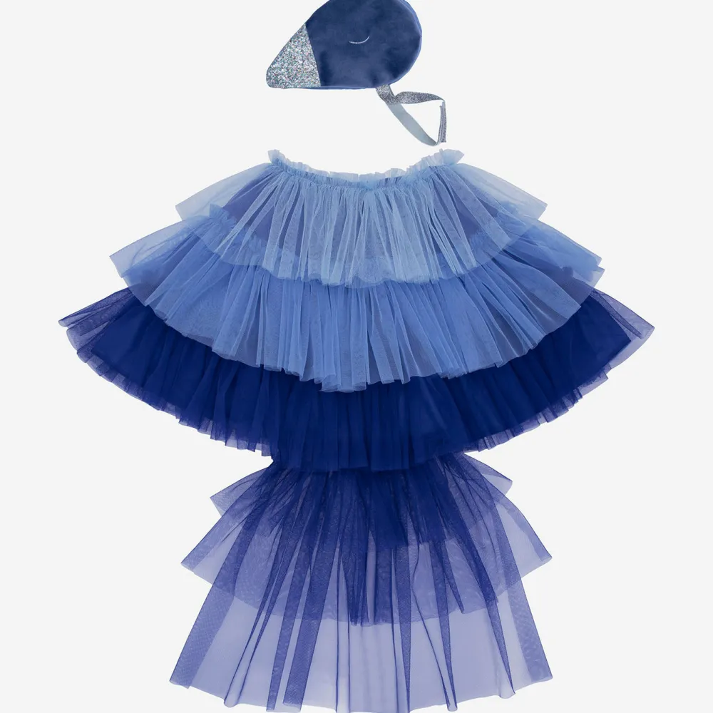 Best Meri Meri Blue Bird Costume: Tulle Cape And Velvet Headpiece And Sequined Fabric