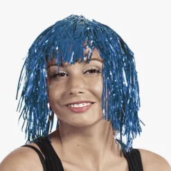 Cheap Petit Clown Blue Mylar Wig