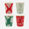 New Meri Meri Christmas - 8 Christmas Cups With Block Print Patterns