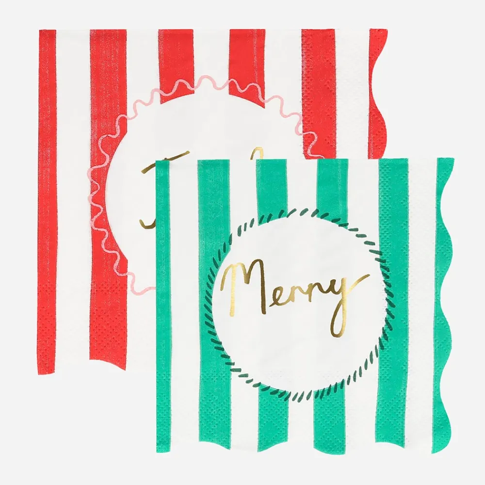 Online Meri Meri Christmas - 16 Christmas Striped Napkins