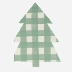 New Meri Meri Christmas - 16 Gingham Christmas Tree Napkins