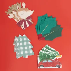 New Meri Meri Christmas - 16 Gingham Christmas Tree Napkins