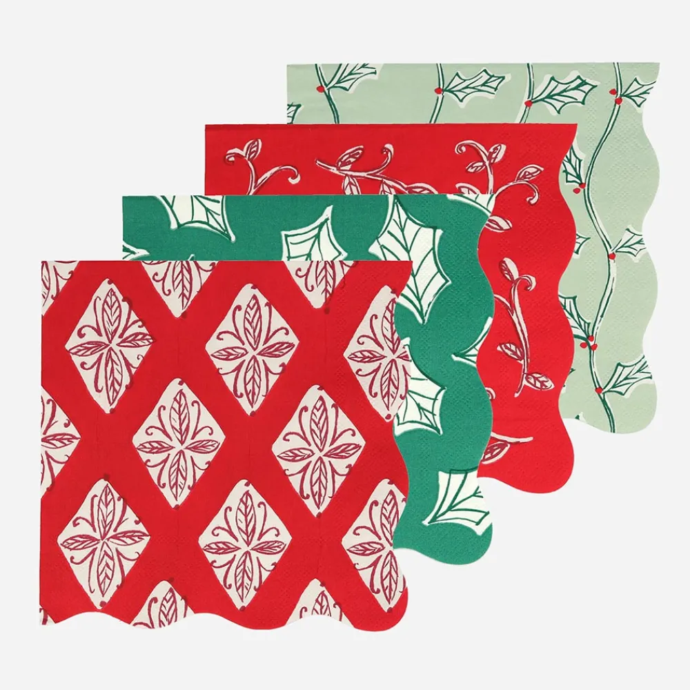 Cheap Meri Meri Christmas - 16 Napkins With Block Print Patterns