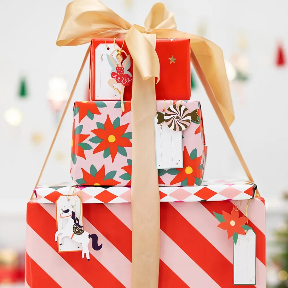 Clearance Party Deco Christmas - 1 Roll Of Red Striped Gift Paper