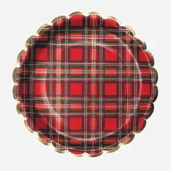 Online Party Pro Christmas - 8 Tartan And Gold Scalloped Plates