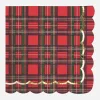 Outlet Party Pro Christmas - 16 Tartan Scalloped Napkins