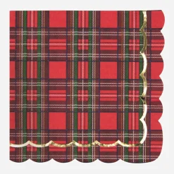 Outlet Party Pro Christmas - 16 Tartan Scalloped Napkins